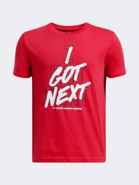 Under Armour Hoops Next Boys Basketball T-Shirt Red/White