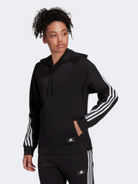 Adidas Future Icons 3 Stripes Full Zip Women Sportswear Hoody Black