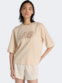 New Balance Flower Logo Crew Women Lifestyle T-Shirt Bisque