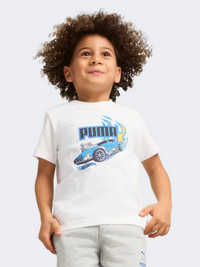 Puma X Hot Wheels Graphic Boys Lifestyle T-Shirt White