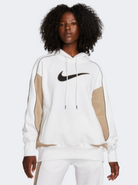 Nike Sportswear Fleece Oversized Women Lifestyle Hoody White/Khaki/Black