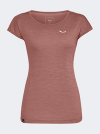Salewa Puez Melange Dry Short Sleeve Women Hiking T-Shirt Desert Pink