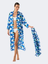 Amelie Women Beach Shirt Blue/White