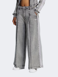 Adidas Denim Pleats Wide Leg Women Originals Pant Washed Grey