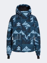 ONeill Z E N Puffer Hybrid Women Skiing Jacket Blue Triangle Ikat