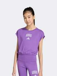 Adidas Collegate Kids-Girls Sportswear T-Shirt Purple