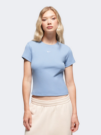 Nike Sportswear Rib Women Lifestyle T-Shirt Work Blue/White