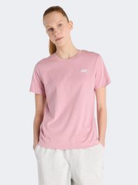 New Balance Essentials Jersey Women Lifestyle T-Shirt Pink Taffy