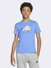 Adidas Winter Sports Graphic Kids-Boys Sportswear T-Shirt Blue Fusion