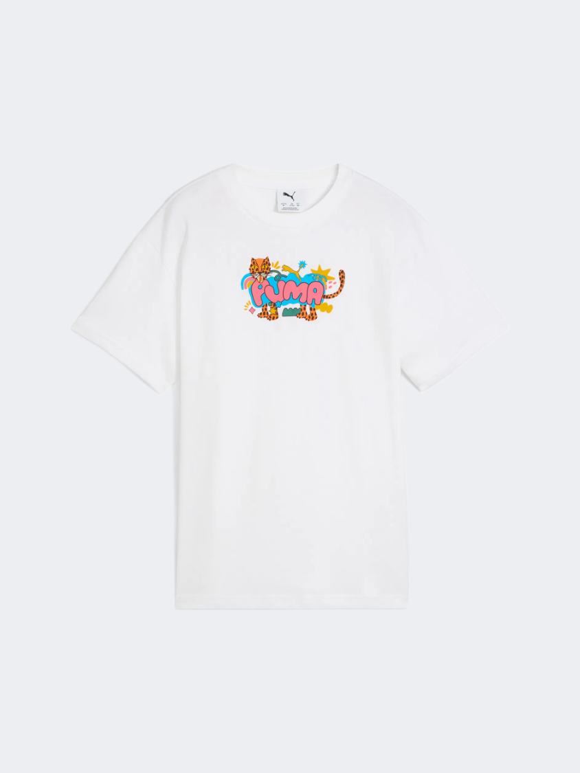 Puma Graphic Leopard Girls Lifestyle T-Shirt White