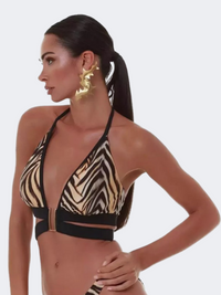 Blue Point Spirit Animal Women Beach Bra Beige