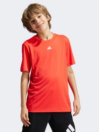 Adidas Essentials Logo Boys Sportswear T-Shirt Bright Red/White