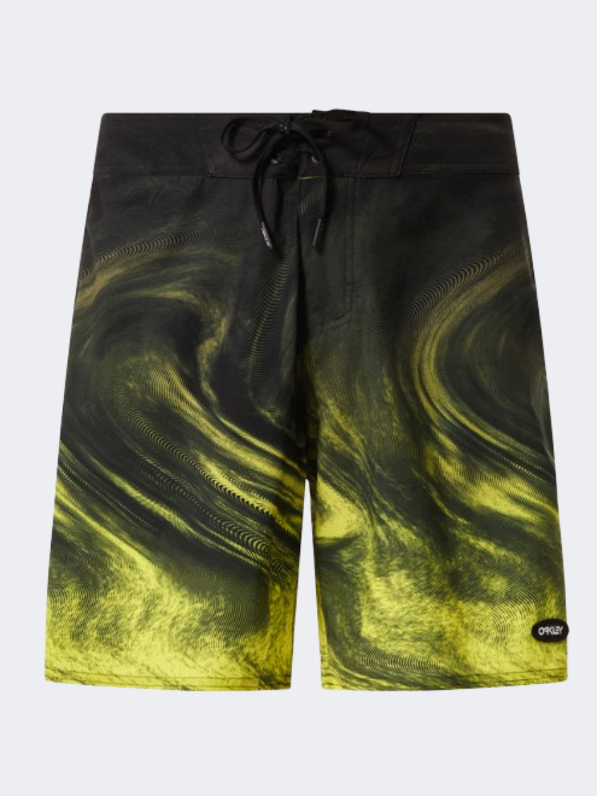 Oakley Cosmic Tides 18 Inch Men Beach Swim Short Swirl Black/Yellow