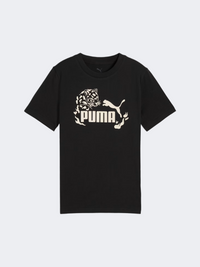 Puma Flaming Love Graphic Girls Lifestyle T-Shirt Black
