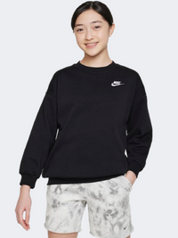 Nike Sportswear Club Fleece Oversized Girls Lifestyle Sweatshirt Black/White