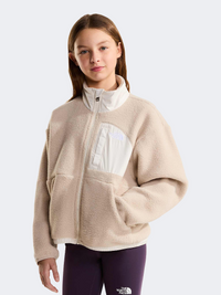 The North Face Yumiori Off-Peak Full Zip Girls Lifestyle Fleece Timeless Taupe/White