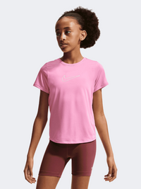 Nike Df One Fitted Girls Training T-Shirt Pink Rise/White