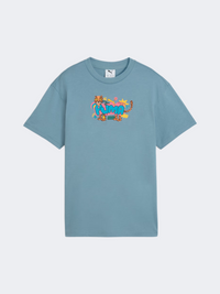 Puma Graphic Leopard Girls Lifestyle T-Shirt Cool Blue