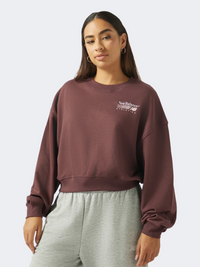 New Balance Trackside French Terry Crew V2 Women Lifestyle Sweatshirt Cherry Leather