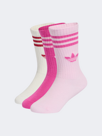 Adidas 3 Pairs Girls Crew Socks Orchid Fusion/Multi