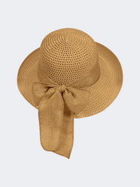 Stamion Floppy Short Ribbon With Turned Up Brim Women Beach Hat Light Brown