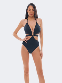 Blue Point Onepiece Solids Women Beach Monokini Black