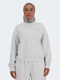 New Balance Athletics French Terry Crew Women Lifestyle Sweatshirt Ash Heather