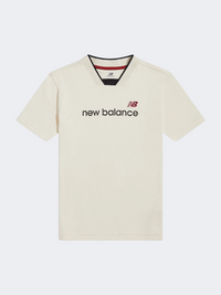New Balance Linear V Neck Kids-Boys Lifestyle T-Shirt Angora