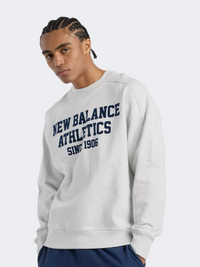 New Balance Varsity French Terry Graphic Crew Men Lifestyle Sweatshirt Ash Heather