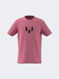 Adidas Messi Name & Number Graphic Kids-Boys Football T-Shirt Easy Pink