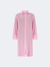 Oil And Gaz Chic Women Beach Linen Dress Ls Pink