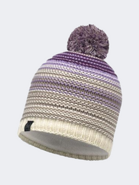 Buff Knitted And Polar Women Lifestyle Beanie Violet