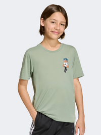 Adidas Minecraft Training Kids-Boys Sportswear T-Shirt Silver Green