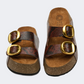Ateneo Leather Women Beach Slippers Brown Snake