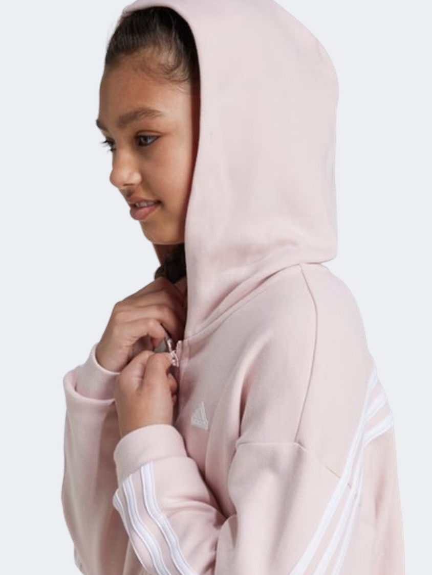 Adidas Future Icons 3 Stripes Kids-Girls Sportswear Hoody Sandy Pink/White