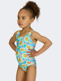Zoggs Daisy Scoopback Girls Swimming Monokini Blue/Flowers