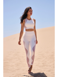 Wiskii High-Waisted Mesh Breeze Women Sportswear Tight Ivory
