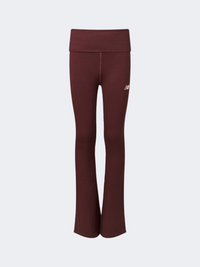 New Balance Small Logo Roll Down Flare Leg Kids-Girls Lifestyle Tight Cherry