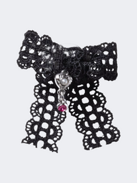 Crocs Lace Bow Silver Heart Lifestyle Pins Black