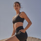 Wiskii V-Waist Vigorous Women Sportswear Short Black