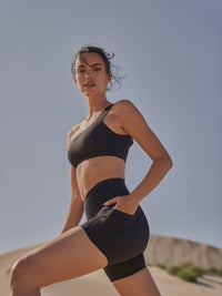 Wiskii V-Waist Vigorous Women Sportswear Short Black