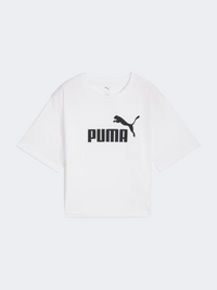 Puma Essentials Cropped Number 1 Logo Relaxed Women Lifestyle T-Shirt White/Black