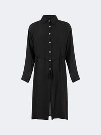 Oil And Gaz Chic Women Beach Linnen Dress Ls Black