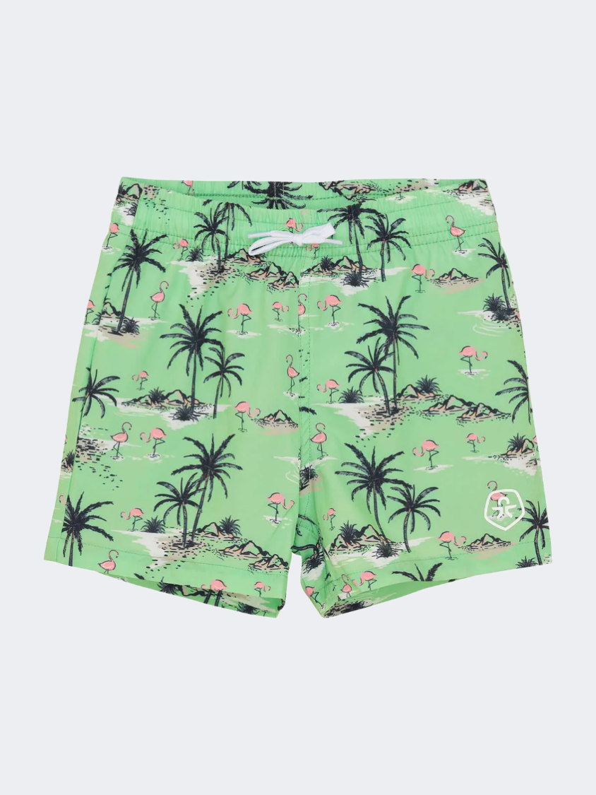 Color Kids Aop  Boys Beach Swim Short Green Ash