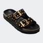 Ateneo Leather Women Beach Slippers Black