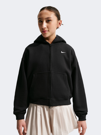 Nike Sportswear Studio Fleece Oversized Full Zip Girls Lifestyle Hoody Black/White