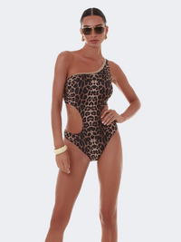 Blue Point Onepiece Cat Power Women Beach Monokini Brown