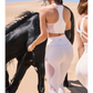 Wiskii High-Waisted Mesh Breeze Women Sportswear Tight Ivory