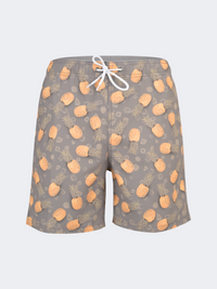 Oil & Gaz Comfortable Men Beach Pineapple Print Swim Short Grey