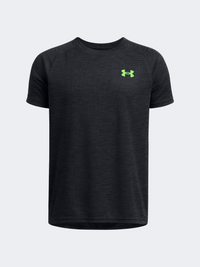 Under Armour Tech Textured Boys Training T-Shirt Black/Cyber Green